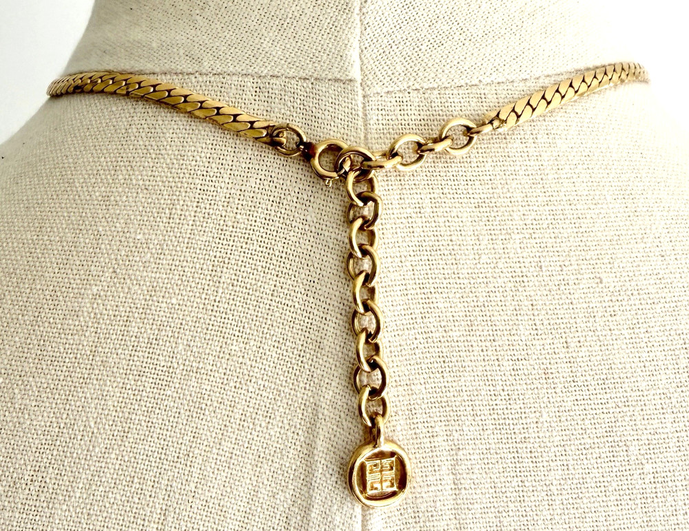 Vintage Gold Tone Chain Choker Necklace Adjustable Length Costume Jewelry