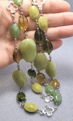 Green Long Plastic And Glass Beads 42in.