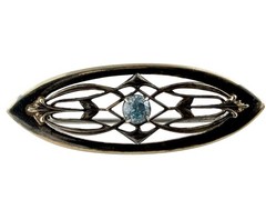 Symmetalic Sterling Silver and 1/20th 14k Gold Blue Topaz Pin Brooch 4g 45mm
