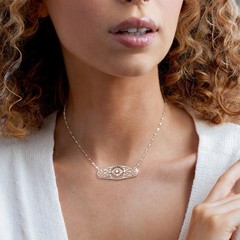 Vint Diamond Filigree Ncklc in Platinum & 14k White Gold 15.5 inches