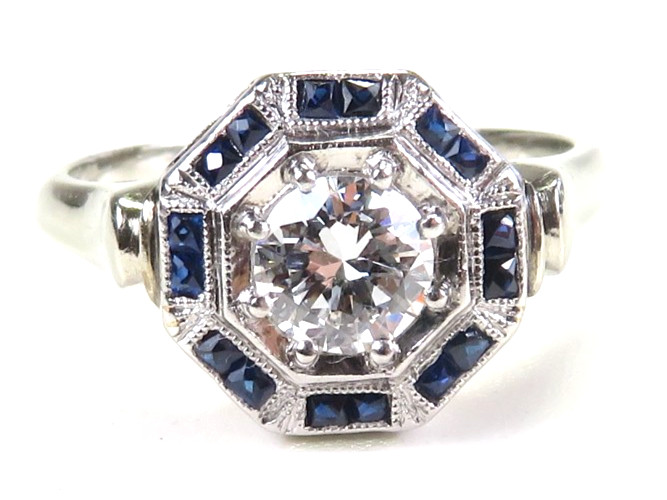 Antique Art Deco 1920’s Diamond Engagement Ring Size 7.25 UK-O 14KW Gold EGL USA