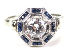 Antique Art Deco 1920’s Diamond Engagement Ring Size 7.25 UK-O 14KW Gold EGL USA