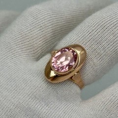 USSR Vintage Original Rose Gold Amethyst (lab. made) Ring 583 14K 3,63 g 6,25 US