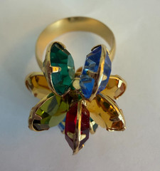 Vintage Cluster Ring Multi-Color Gold Tone