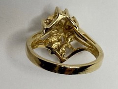 Vtg Size 6.75 Faux Fire Opal Crystal Gold Tone Marquise Statement Ring Sz 6 3/4