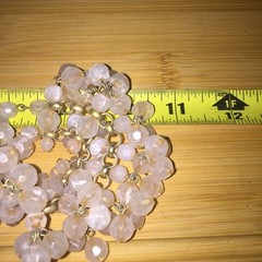 Vintage Bib Statement Necklace Gold Tone Blush Acrylic Beaded