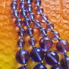 Vintage Double Strand Purple Faceted Bead Necklace