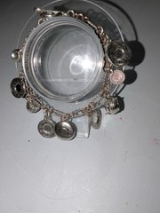 Vintage Tea Set Charm Bracelet Unmarked Likely Silver Plate 7” Spoon Toggle