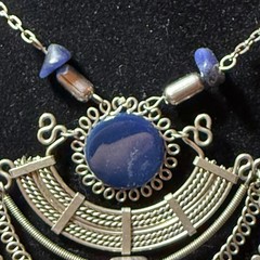 Vintage Hand Made Peruvian Alpaca Silver Chandelier Necklace w Blue Gemstones
