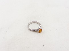 Simon G $6000 1.50ct Natural Padparadscha Sapphire Diamond 18k White Gold Ring