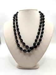 Vintage Irregular Black Lucite Twisted Beaded Necklace 35in long