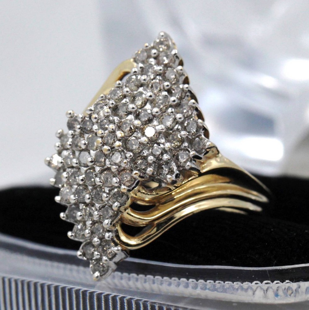 10k Yellow gold ring 1.00ct natural not enhanced diamond 4.8gr size:7.5 N1033E