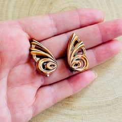 Matisse Renoir clip Earrings VTG Estate Chunky Retro red Copper Rare MCM 60s