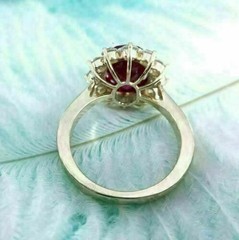 Art Deco 4.30 Ct Natural Red Ruby Vintage Engagement Ring 14K Yellow Gold Finish