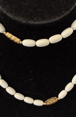 “Direction One” Vintage 26” L Gold & White Acrylic Necklace $22