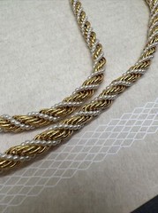 Vintage Gold Tone Metal Faux Pearl 24” Necklace Multi Strand Twist 5707