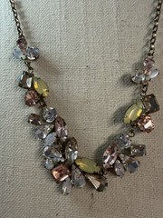 Vintage Unbranded Gold Tone Adjustable Length Rhinestone Statement Necklace
