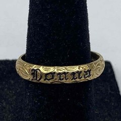 14K Yellow Gold Donna Name Band Ring Etched Scroll Design G.C.H. Size 5 3.4g
