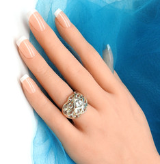 925 Sterling Silver White Topaz Bubble Dome Ring Chunky Statement Sz 6 Jewelry