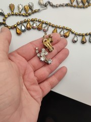 Vintage 1950s Made In Austria Stamped Trio, Prong Set Necklace Ring And Earrings