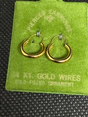 Vintage Solid 14kt Gold Earwire Gold Filled Hoop Earrings 0.66g NOS