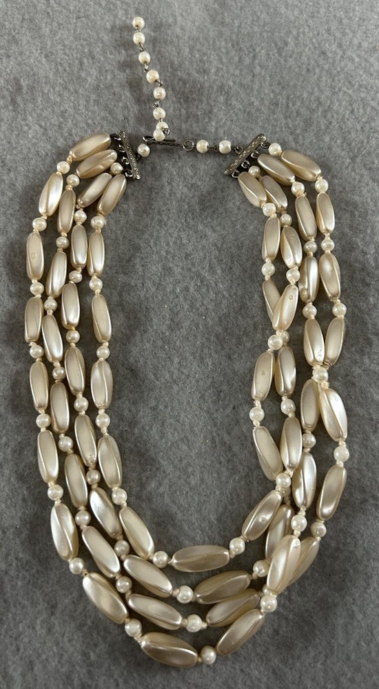 Vintage 4-Strand Man-Made Pearls 16” Length