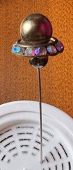 Vintage Gorgeous Aurora Borealis Crystal 4″ Hat Pin – early 1900’s Stunning