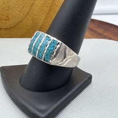 WMCO Wheeler Sterling Silver And Turquoise Chip Ring Sz 10.5