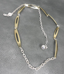 Liz Claiborne Station Necklace 2 Tone Elongated Hammered Ovals Industrial Granny