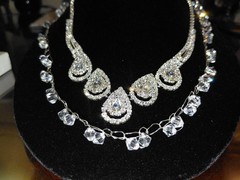 2 vintage crystal necklaces & earrings. 1970’s