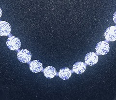 Asian Style Oriental Jewelry-Boho Necklace Porcelain Blue And White Longevity