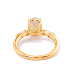 2.10TCW Multi Stone White Moissanite & 10K Yellow Gold FN Anniversary Women Ring