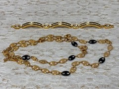 Camrose & Kross Black & Gold Tone Necklace & Bracelet Jackie Kennedy COA