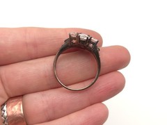 Vintage Sterling 925 Gemstone Morganite White Topaz Rose Gold Plated Ring s10