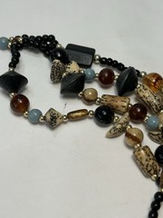 Vintage Inlaid Abalone Necklace Asymmetrical Statement Bold Four Strand