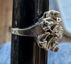Vintage 14K White Gold Cocktail Ring with Diamonds (Size 5.25)
