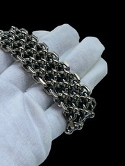 Vintage Cathé Cathe Chunky Silver Tone Heavy Brutalist Ball & Chain Bracelet