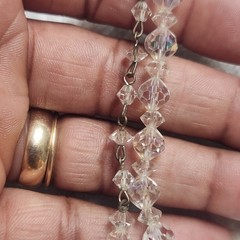Vintage Aurora Borealis Crystal Bead Necklace Iridescent Faceted 15 Inch Hook