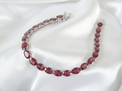 New Sterling Silver 925 Natural Rhodolite Pink Garnet Tennis Bracelet 7.5″