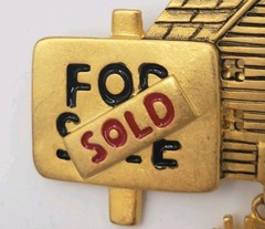 Vintage TONA Realtor Brooch Pin Tone #1 Agent Dangle Charm Matte Gold Tone