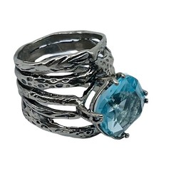 Israel sterling silver blue topaz ring – GM595