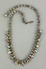 Vintage 50s Unsigned WEISS Peacock Aurora Borealis choker Necklace 15.5″