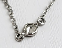 Clear Crystal Bezel Silver Tone Station Opera Length Necklace 36 In