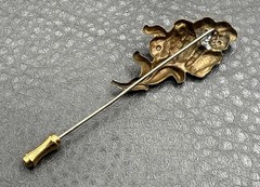 Antique Art Nouveau Butterfly Floral Victorian Repousse Gold Tone Stick Pin