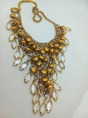 VINTAGE JULIANA? GOLD TONE WATERFALL NECKLACE BRACELET DEMI PARURE
