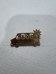 Vintage Gold Enamel School Bus Brooch Pin 4.5cm.