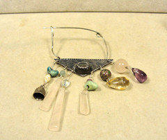 Handmade Modernist Linda Kaye-Moses Various Stones and Sterling Pin