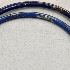 2 Cloisonne Bangle Bracelets 3″×1/8″ Blue