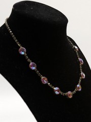 Vintage Aurora Borealis Choker Necklace Pink Prong Set Stones 14″ in Length