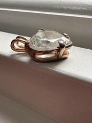 Large Heart Cut Clear Crystal Pendant w/ 17” Gold Tone Chain Vintage Style